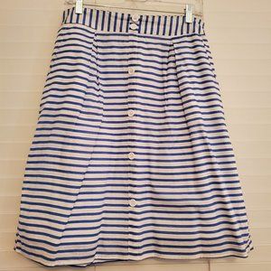Blue Striped Skirt with Pockets